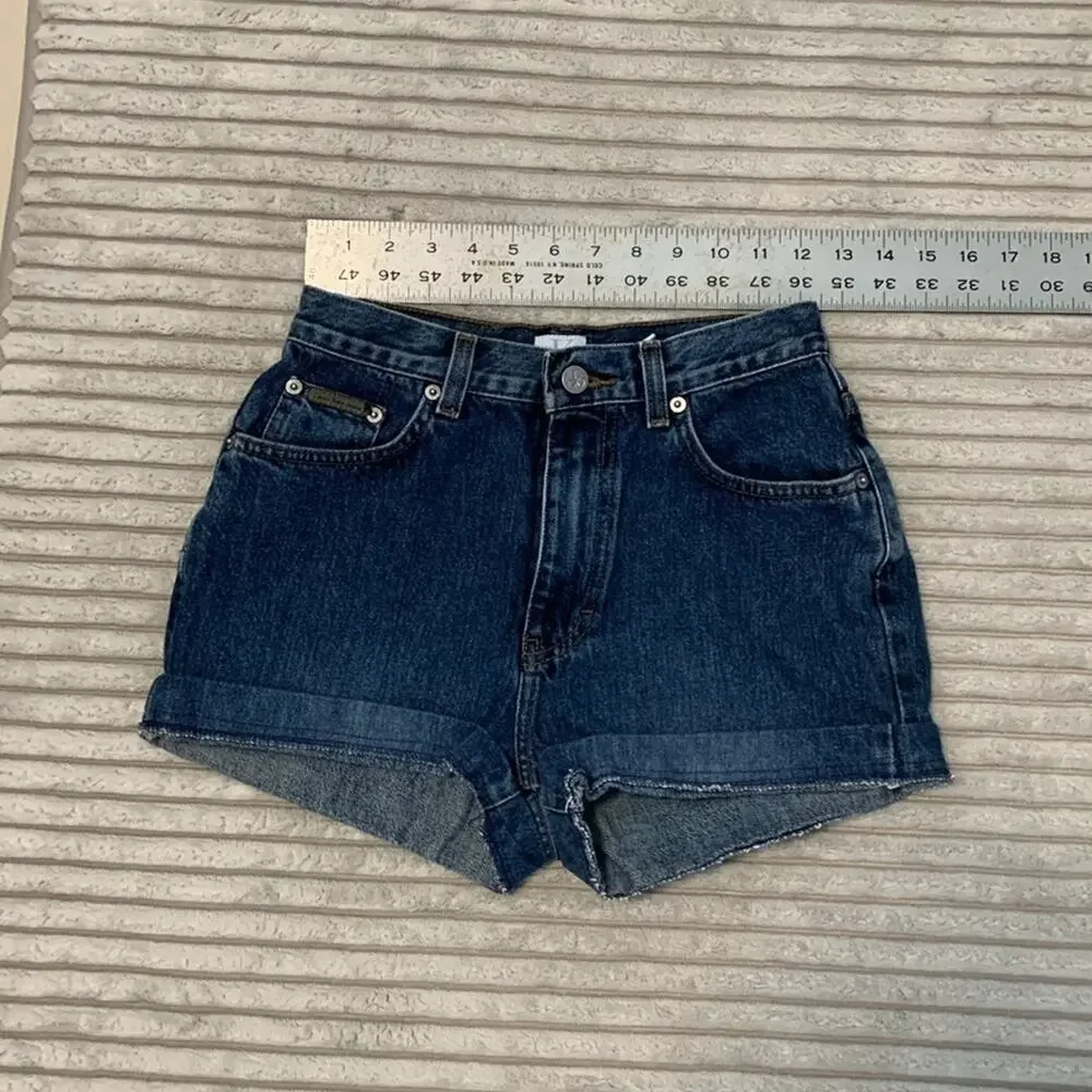 Vintage Calvin Klein CK Jean Shorts Size 4 Dark Wash Easy Fit High Rise Denim - Picture 5 of 10